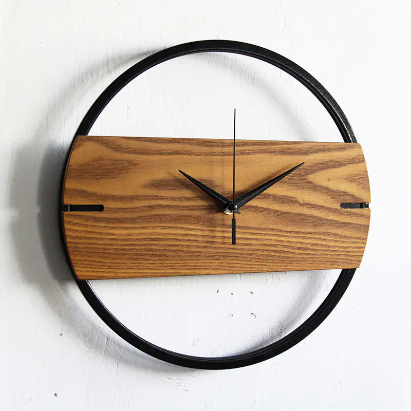 Metal and Wooden Wall Clock Decor