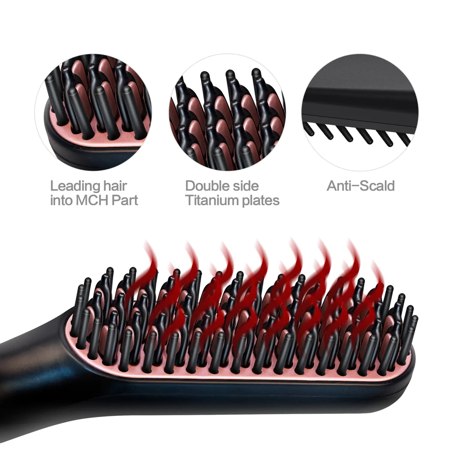 Straightening Brush and Beard Comb Set