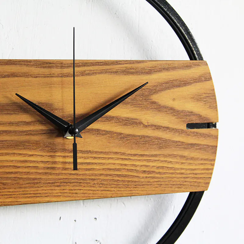 Metal and Wooden Wall Clock Decor