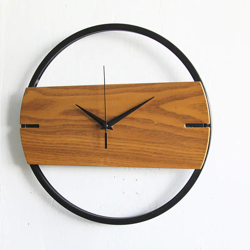 Metal and Wooden Wall Clock Decor
